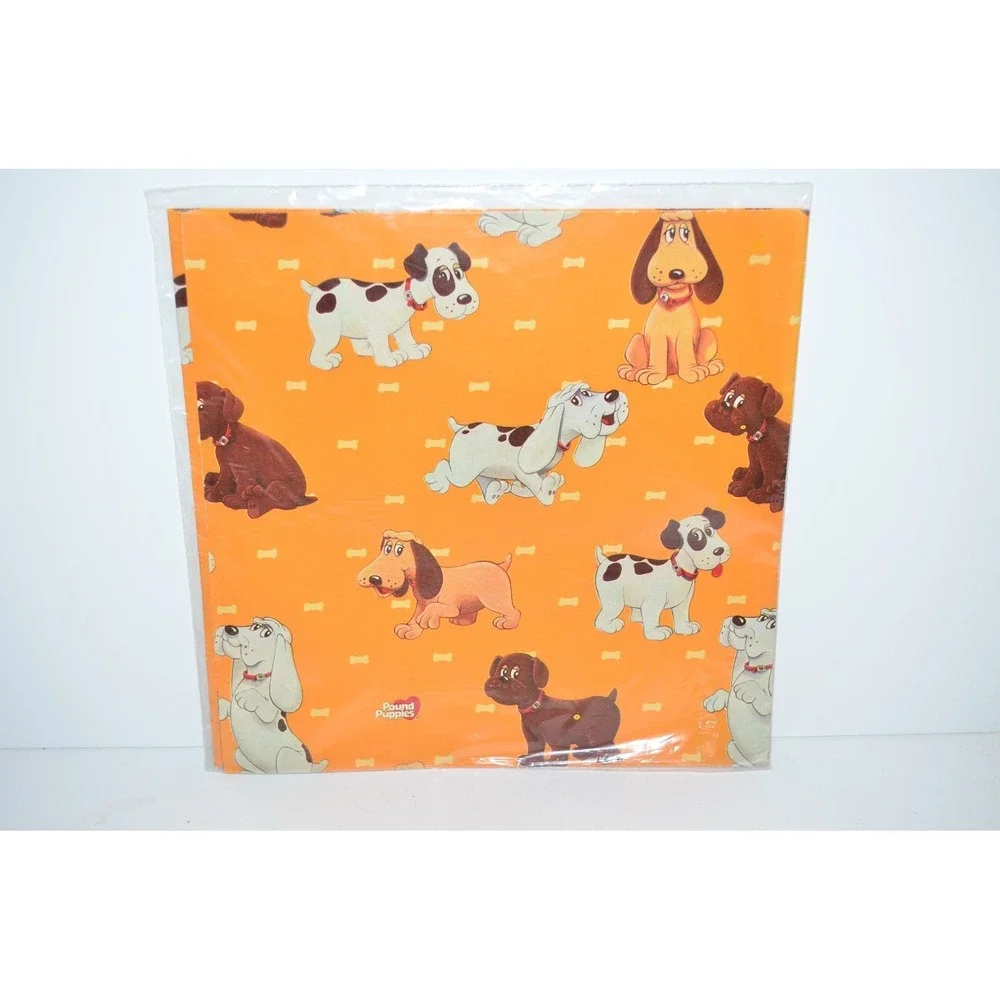 Vtg Pound Puppies 1985 Gift wrap paper (2 sheets)  Birthday Party Supplies Tonka
